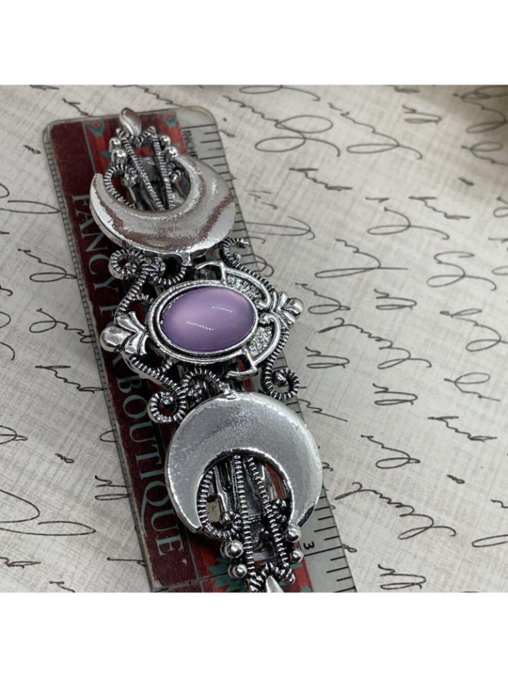 Festival Silver Purple Witch Crescent Celti Moon magic Spell Love Hair Clip Comb - Picture 7 of 12